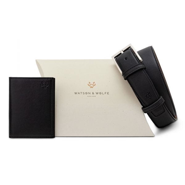 Black Bifold Card Holder Gift Set | Watson & Wolfe