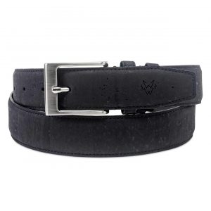 Mens Vegan Cork Leather Belt in Black | Watson & Wolfe