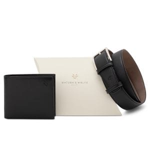 Wallet & Belt Gift Set for Men in Black